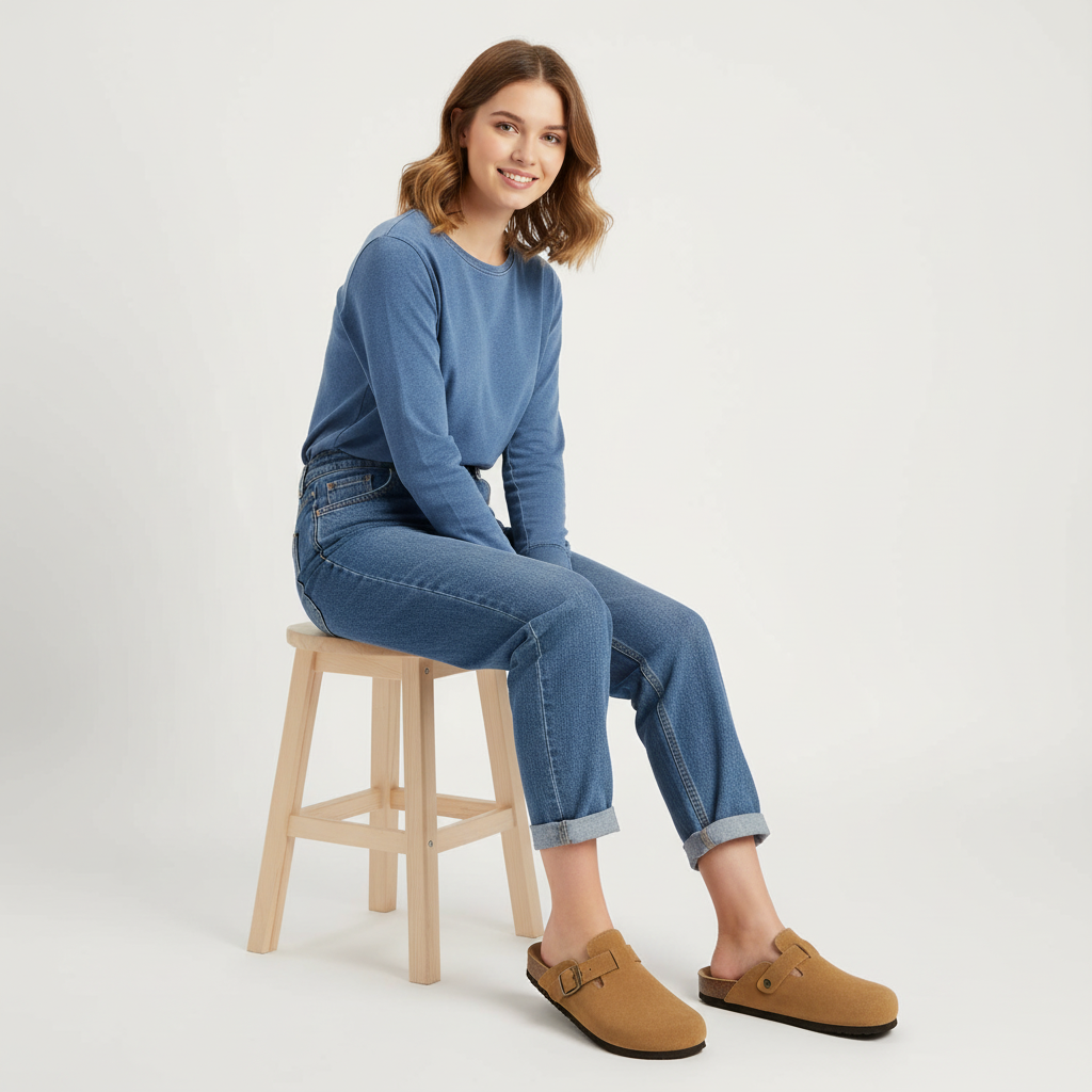 Comfort Suede Cork Slippers – Elorina - Beige / 4 Velano Fashion