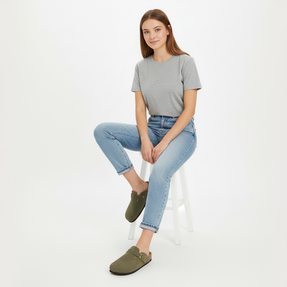 Comfort Suede Cork Slippers – Elorina - Green / 4 Velano Fashion