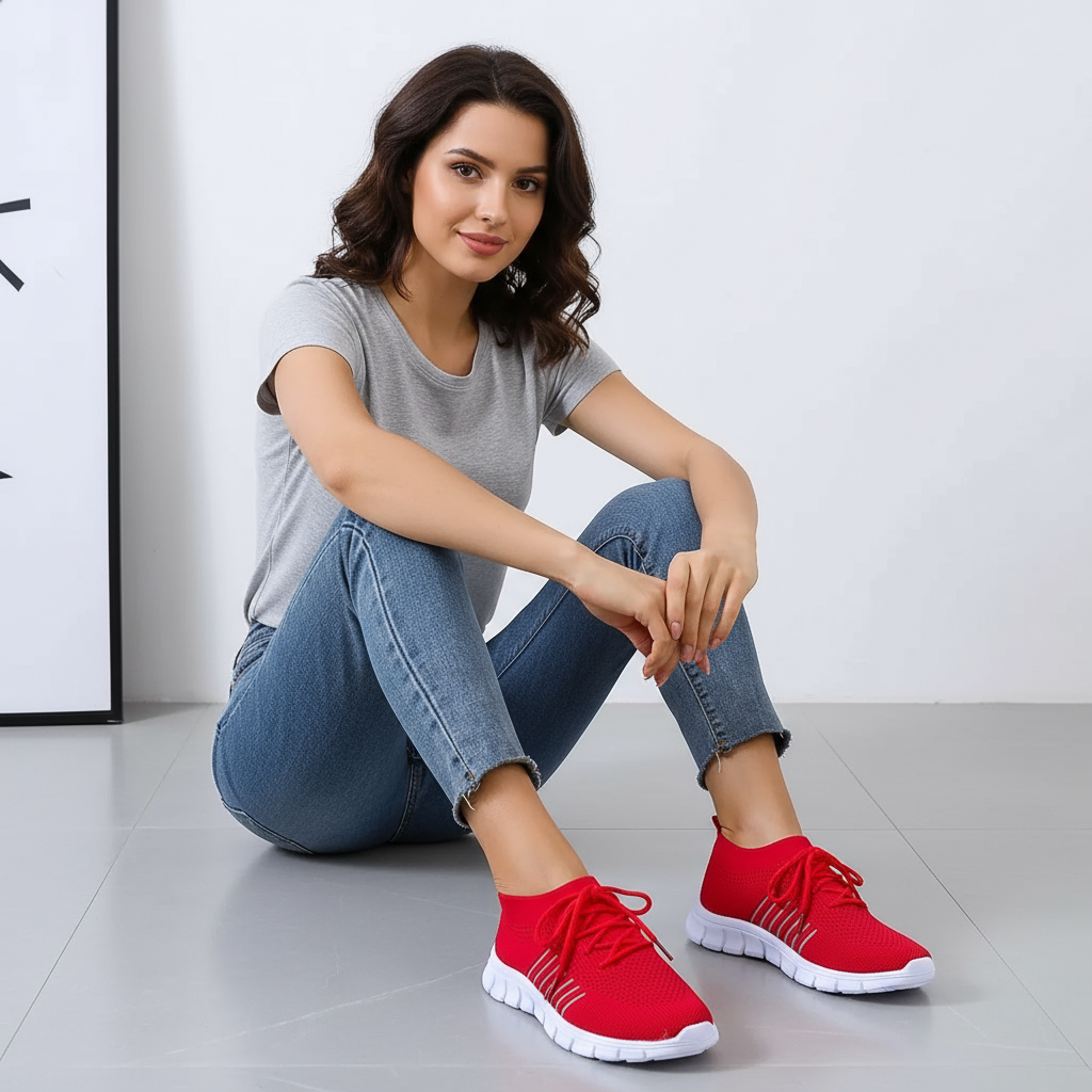 Comfort Support Sneakers – Camira - Red / 4 Velano Fashion