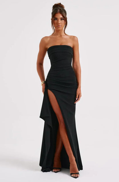 Off-Shoulder Evening Dress – Aveline - Black / S Velano Fashion