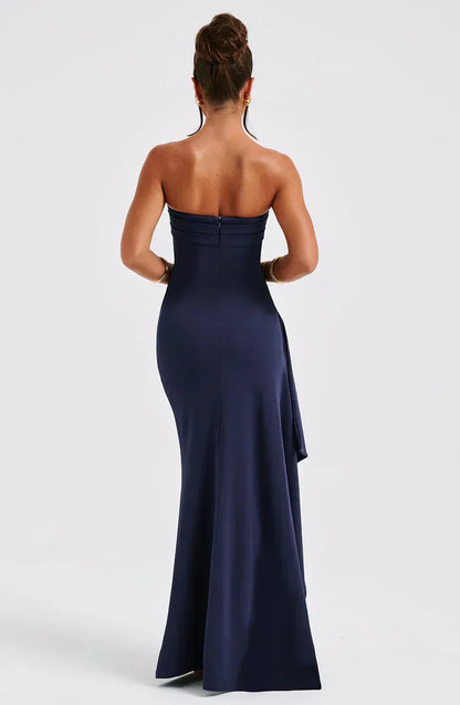 Off-Shoulder Evening Dress – Aveline - Navy Blue / S Velano Fashion